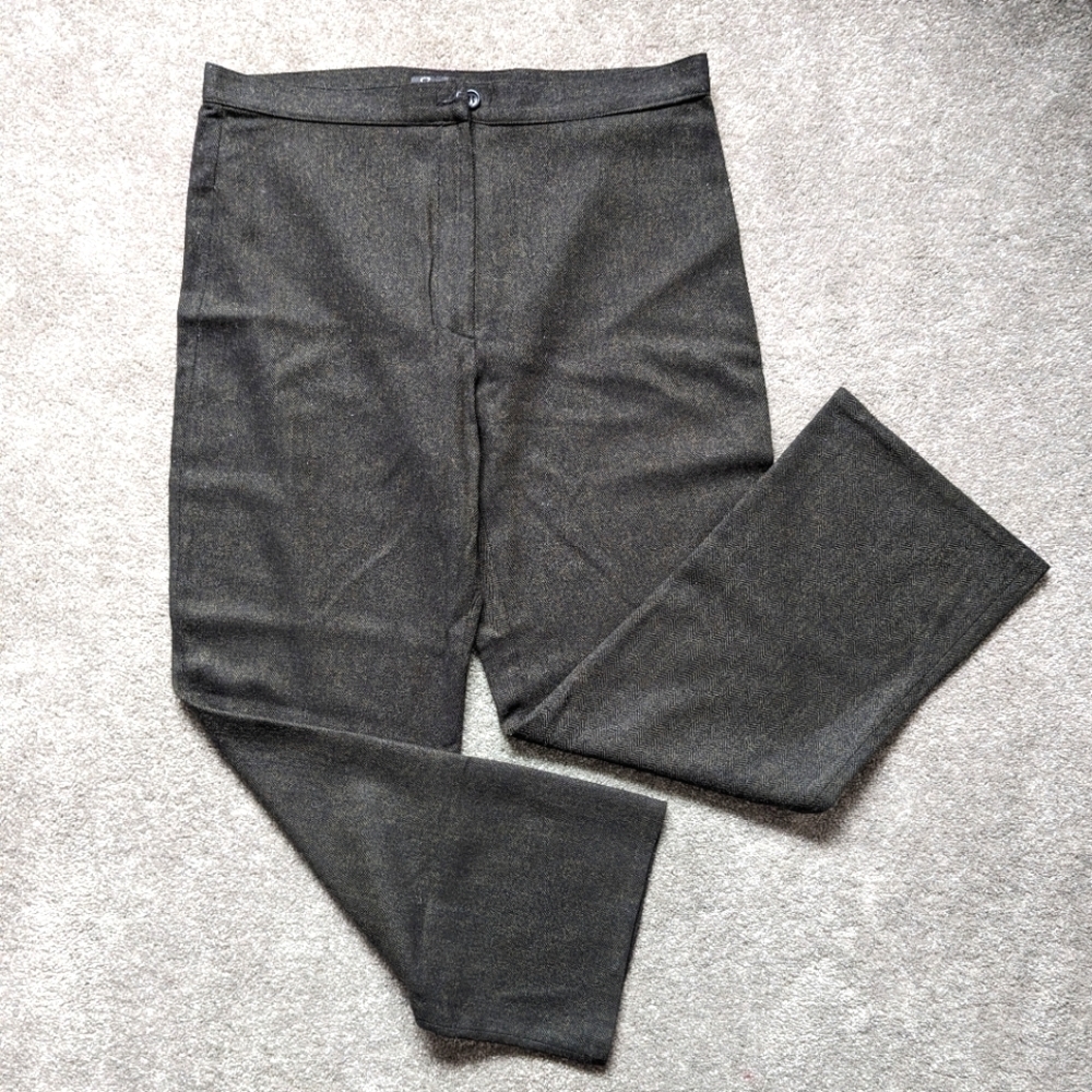 Wool blend dark green and black formal pants women's Large